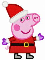 Pig in Santa costume embroidery design