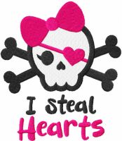 I steal hearts embroidery design
