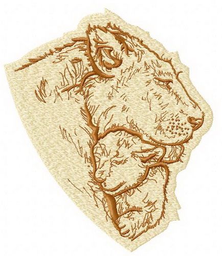 Lion's family machine embroidery design      