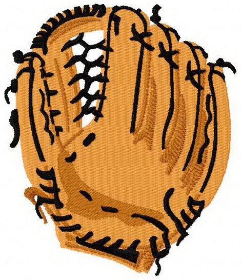 Baseball glove machine embroidery design