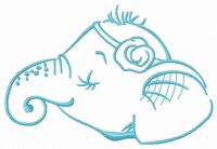 Sleeping elephant girl embroidery design