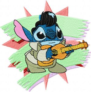 Stitch as Elvis embroidery design