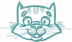 Happy cat muzzle embroidery design