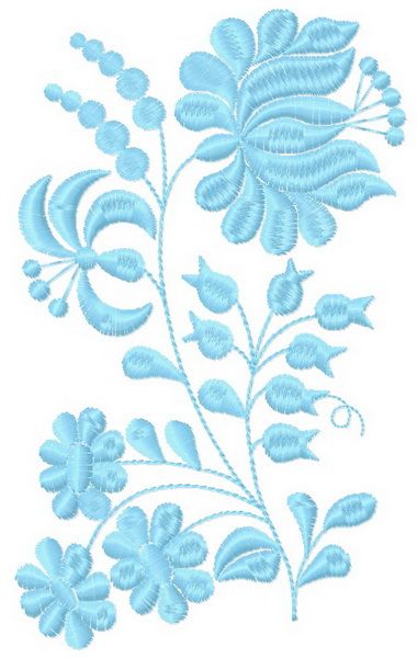 Blue tenderness machine embroidery design