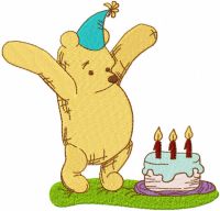Winnie Pooh Geburtstagstorte, kostenloses Stickdesign