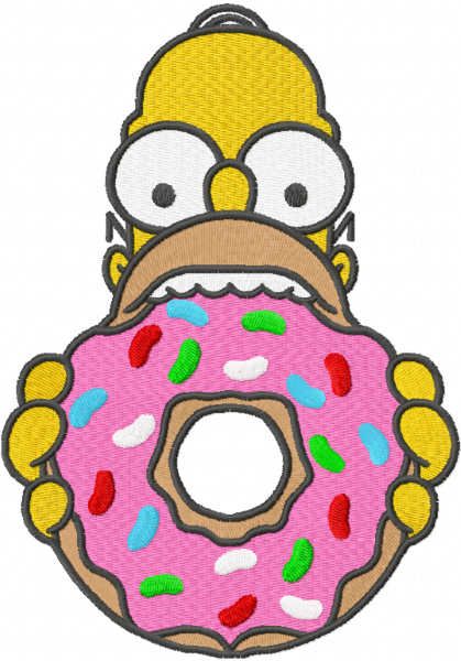 Homer Donut embroidery design
