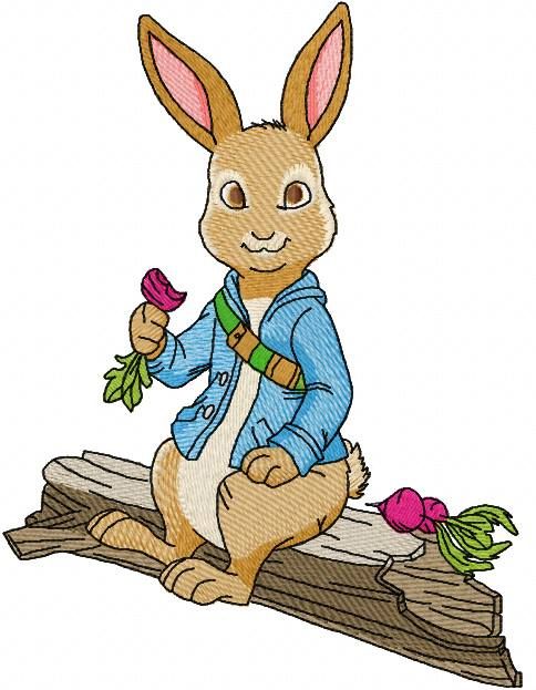 bunny with radish embroidery design 4