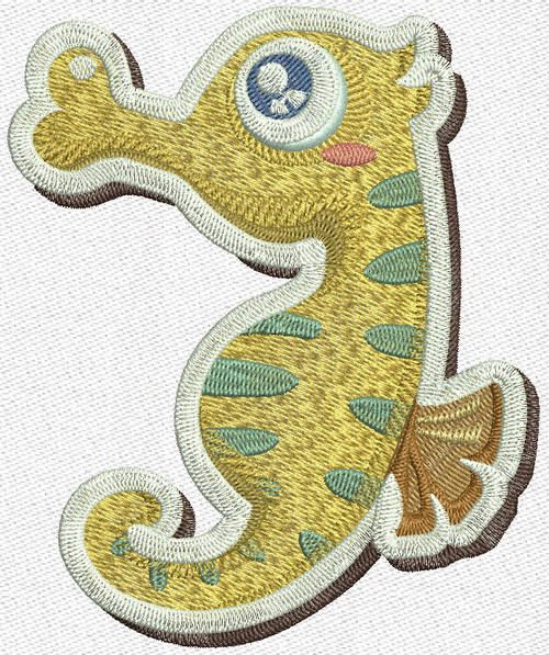 Sea horse machine embroidery design