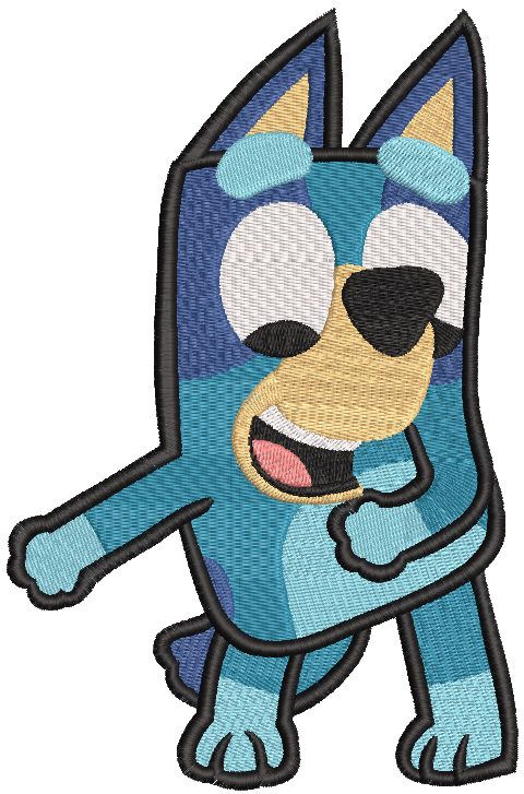 Bluey dancing dog embroidery design