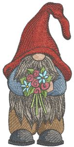 Dwarf with flowers embroidery design