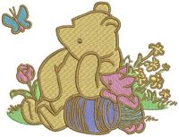 Pooh and Piglet classic embroidery design