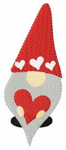 Gnome with valentine card machine embroidery design