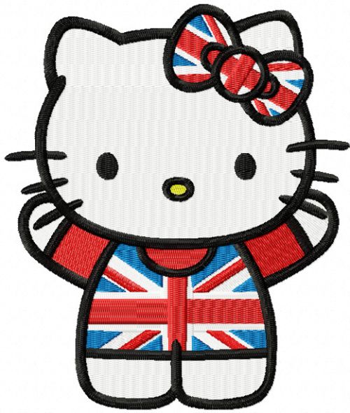 Hello Kitty Great Britain machine embroidery design