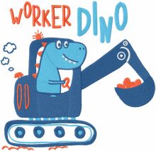 Worker dino embroidery design