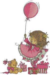 Happy birthday cute girl embroidery design