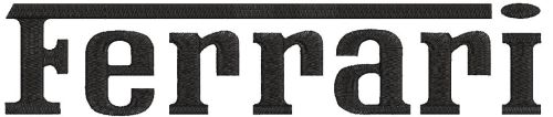 Ferrari wordmark logo embroidery design