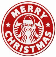 Merry Christmas Starbucks embroidery design