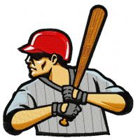 Baseball player 16 embroidery design