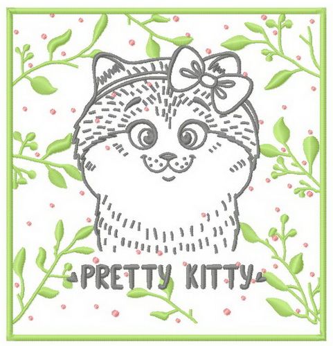 Pretty kitty 3 machine embroidery design
