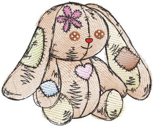 Rabbit toy tattered embroidery design