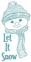 Bonhomme de neige avec écharpe tricotée, laissez-le tomber sans neige motif de broderie