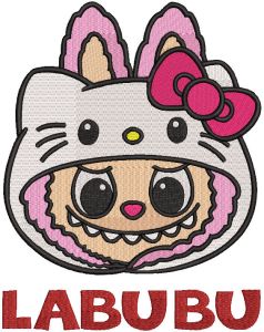 Labubu hello kitty hat embroidery design