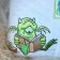 Cute monster reading book embroidery design