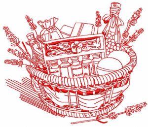 Flowers basket redwork embroidery design