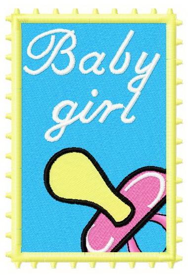 Postage stamp baby girl machine embroidery design