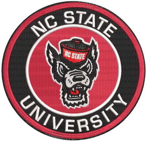 NC state wolfpack round logo embroidery design