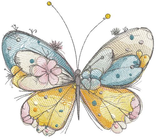 Butterfly crayons embroidery design