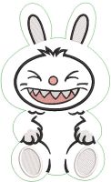 Smiling Labubu soft toy embroidery design