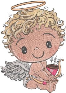 Cute cupid with bow and arrow embroidery design