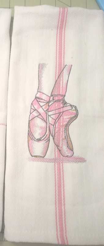 Towel with pointe shoes machine embroidery design