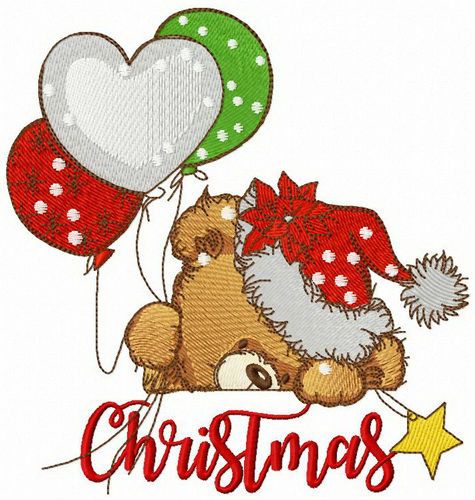 Christmas bear machine embroidery design