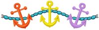 Three anchors embroidery design