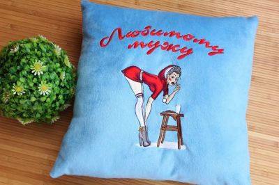 Cushion with Sexy snow maiden embroidery design