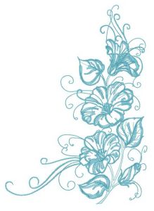 Blue bindweed decoration embroidery design