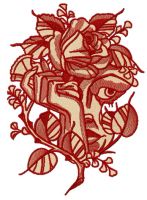 Scared face embroidery design