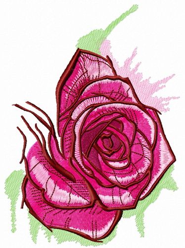 Fresh pink rose embroidery design