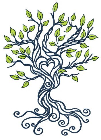Spring tree of love machine embroidery design