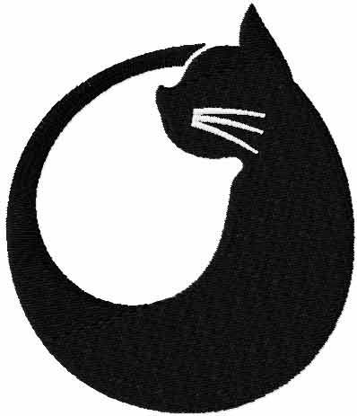 Black Kitty tribal machine embroidery design