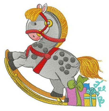 Ideal rocking horse machine embroidery design