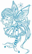 Young fairy blue gamma embroidery design