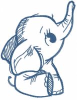 Baby elephant sketch free embroidery design