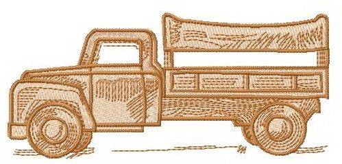 Wooden truck machine embroidery design
