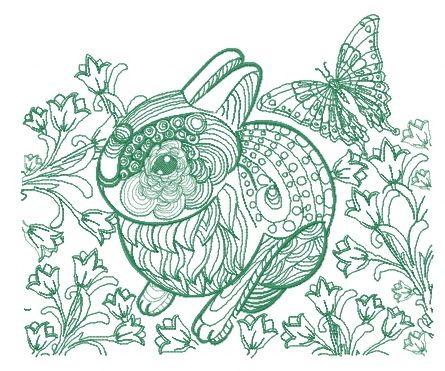 Mosaic bunny machine embroidery design