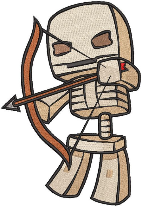 Minecraft Cute Skeleton embroidery design