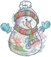 Snowman Christmas colors free embroidery design