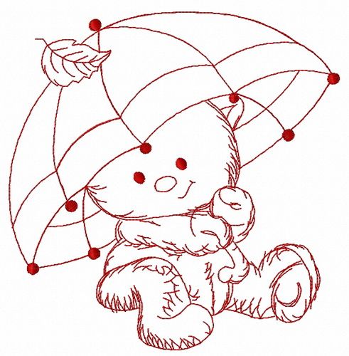 Teddy's rainy day 3 machine embroidery design